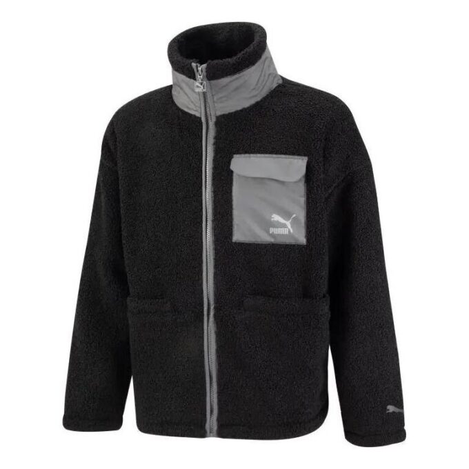 Chaqueta Sherpa con bolsillo de parche «Negra»