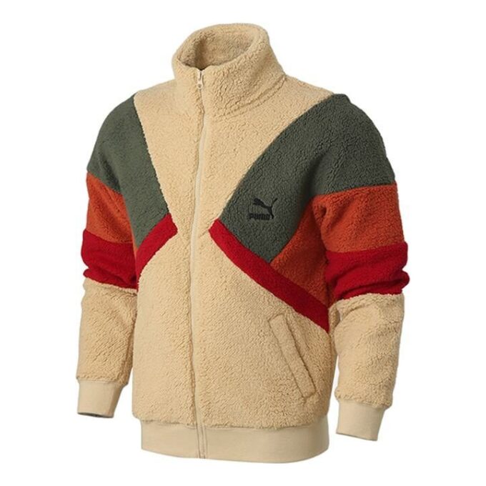 Chaqueta Sherpa Retro Block «Marrón Rojo Verde»