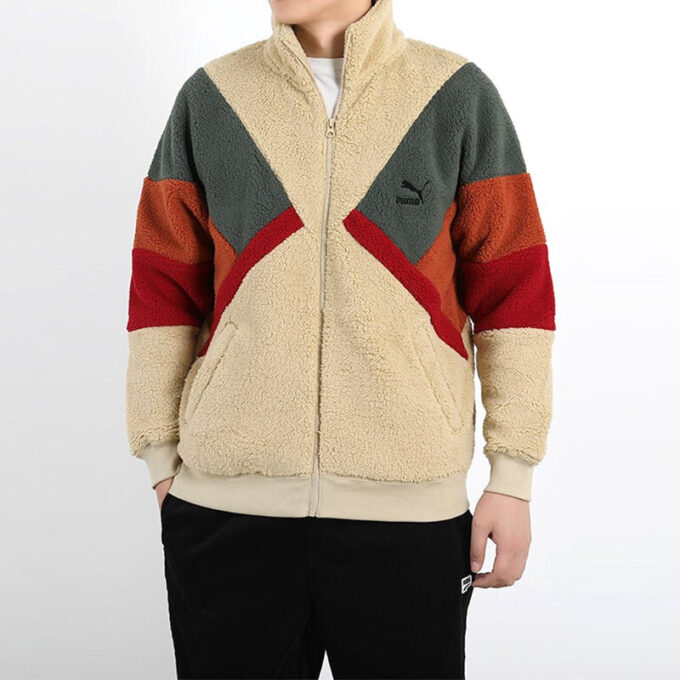 Chaqueta Sherpa Retro Block «Marrón Rojo Verde»