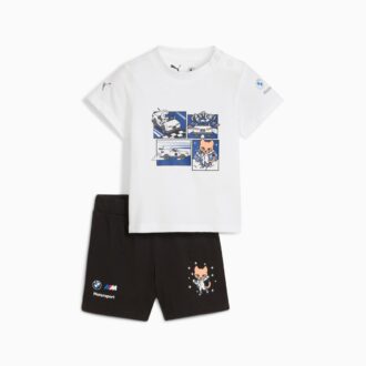 Conjunto de camiseta y pantalones cortos de 2 piezas para niños pequeños de BMW M Motorsport