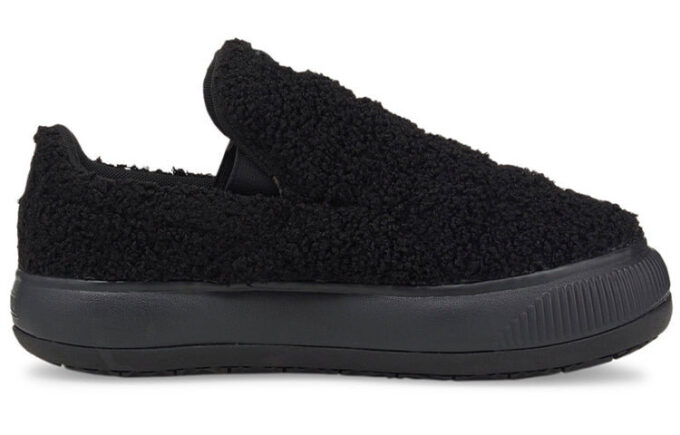 (Mujeres) Zapatillas sin cordones Mayu de gamuza «Teddy – Negro»