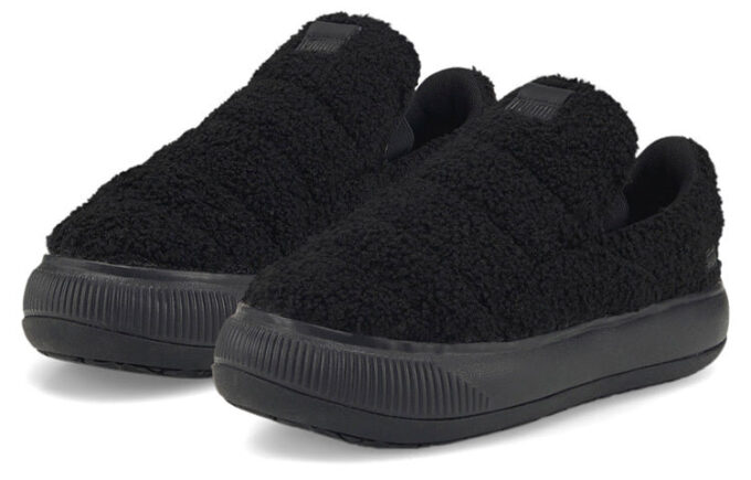 (Mujeres) Zapatillas sin cordones Mayu de gamuza «Teddy – Negro»