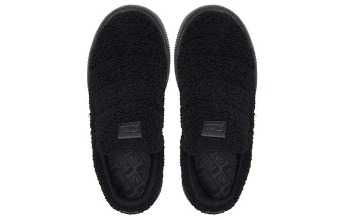 (Mujeres) Zapatillas sin cordones Mayu de gamuza «Teddy – Negro»