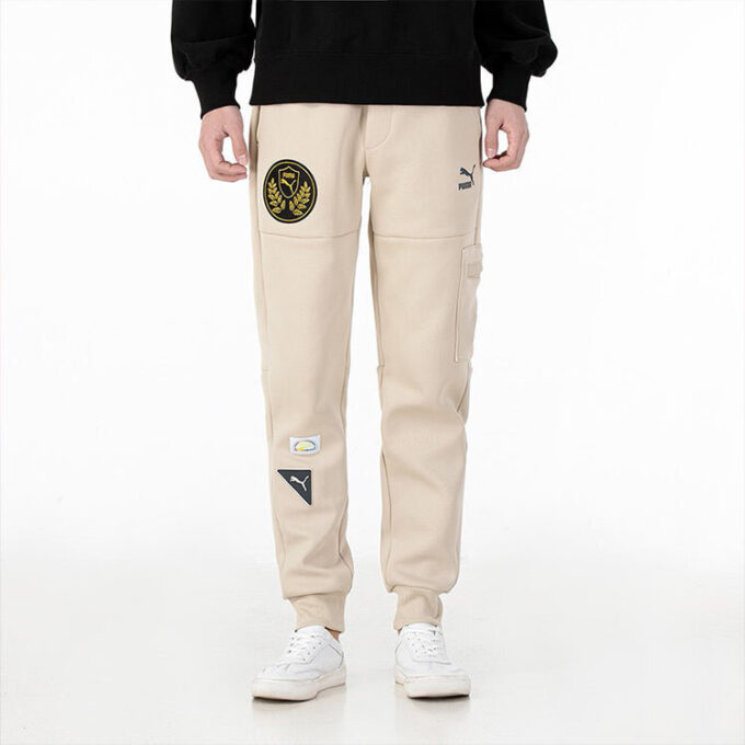 Pantalón deportivo de punto con insignia mixta «Beige»