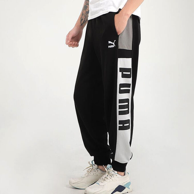 Pantalón deportivo retro con bloques «Negro, blanco y gris»