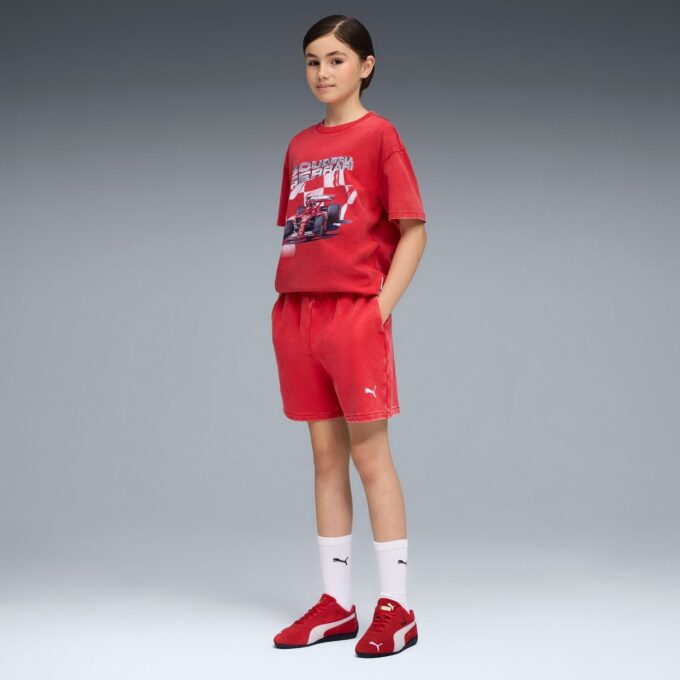 Pantalones cortos de deporte de motor para niños grandes de la Scuderia Ferrari Sportswear