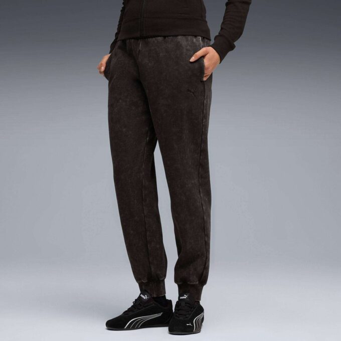 Pantalones deportivos de polar con lavado ácido para mujer de Elevated Essentials