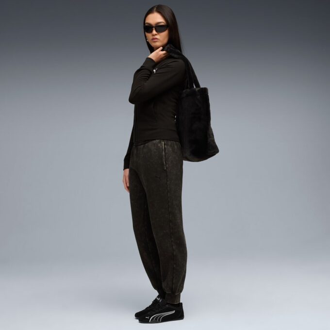 Pantalones deportivos de polar con lavado ácido para mujer de Elevated Essentials