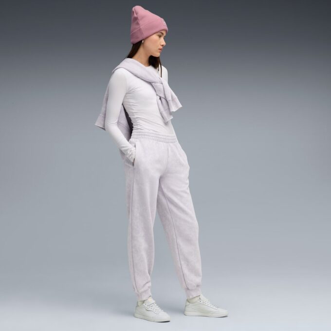 Pantalones deportivos de polar con lavado ácido para mujer de Elevated Essentials