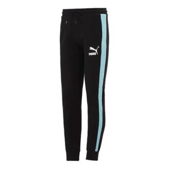 Pantalones deportivos icónicos T7 «Negro, Blanco y Azul»