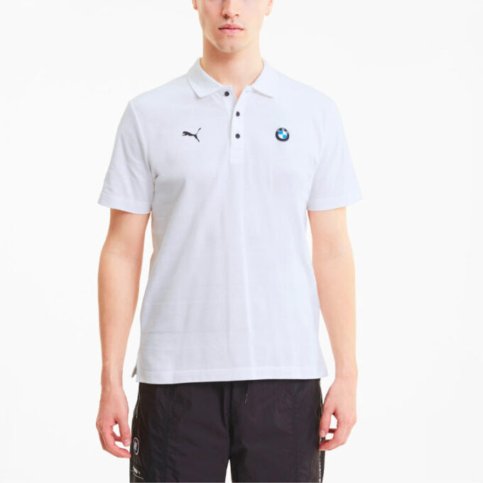 Polo de manga corta a rayas PUMA x BMW Motorsport «Blanco y negro»