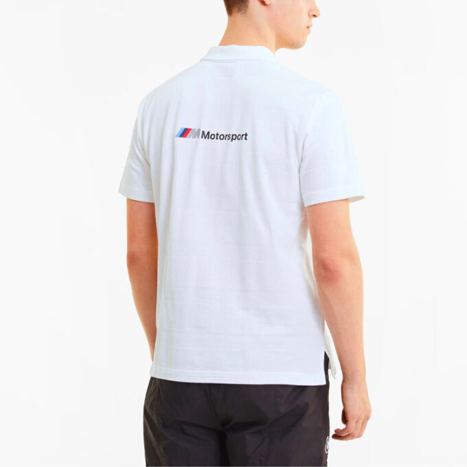 Polo de manga corta a rayas PUMA x BMW Motorsport «Blanco y negro»