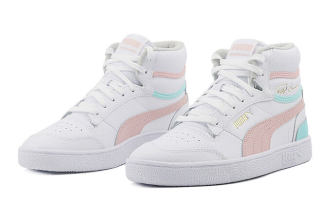 Ralph Sampson Mid K Zapatillas de caña media en blanco, rosa y azul