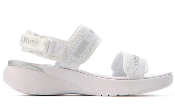 Sandalia deportiva para mujer «Blanco metalizado plateado»