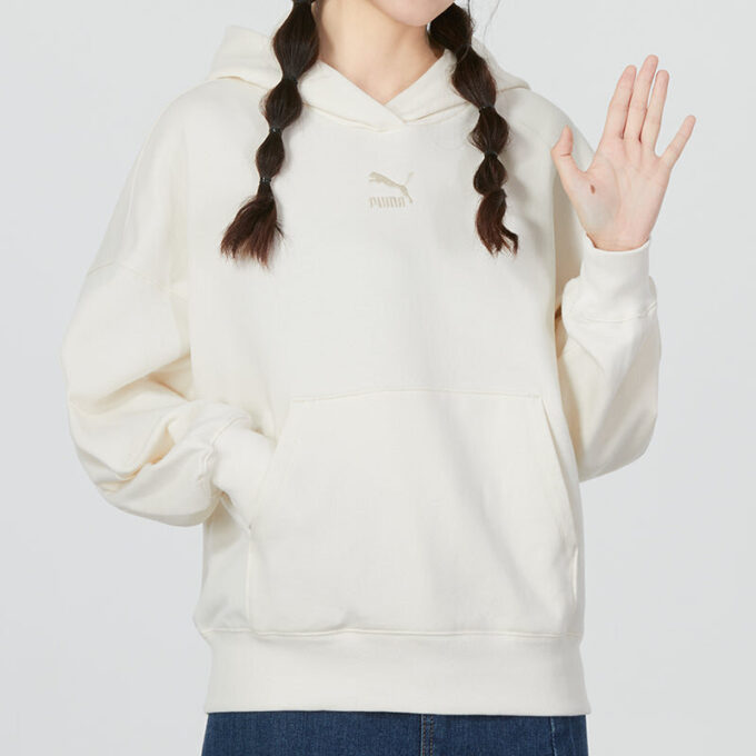Sudadera clásica extragrande con capucha TR «Blanco y gris» (mujeres)