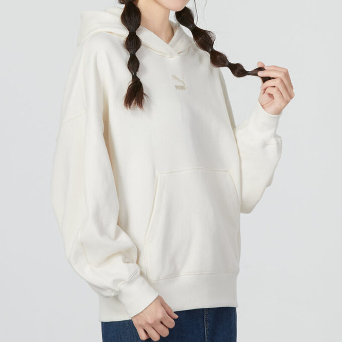 Sudadera clásica extragrande con capucha TR «Blanco y gris» (mujeres)