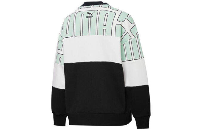 Sudadera con bloques de color AOP (mujeres) «Negro, verde y blanco»