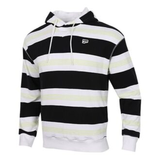 Sudadera con capucha a rayas del centro de la ciudad «Negro, blanco y verde»
