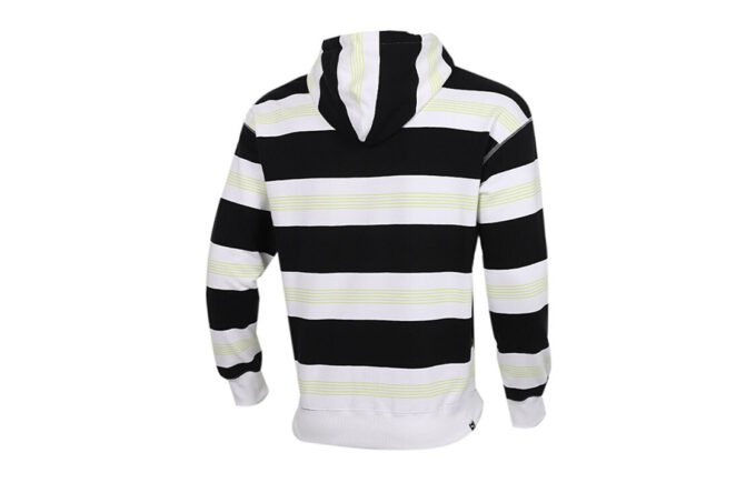 Sudadera con capucha a rayas del centro de la ciudad «Negro, blanco y verde»