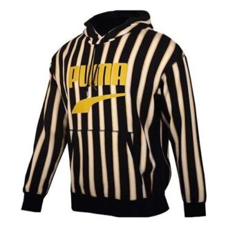 Sudadera con capucha a rayas «Negro Amarillo Blanco»