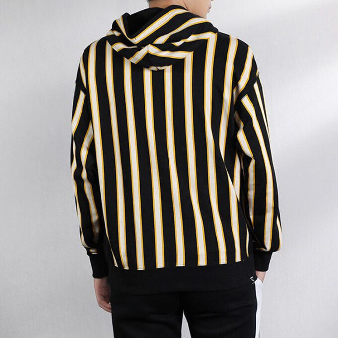 Sudadera con capucha a rayas «Negro Amarillo Blanco»