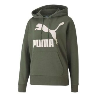Sudadera con capucha clásica con el logotipo «Verde oliva y blanco» (mujeres)