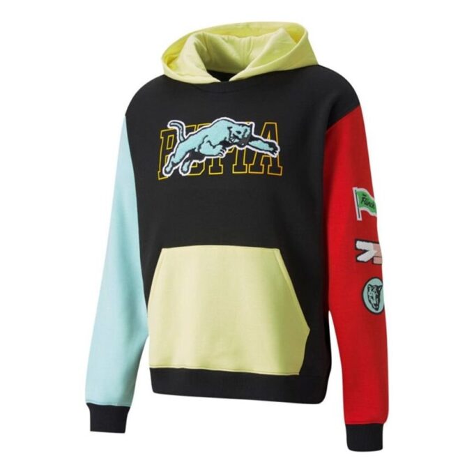 Sudadera con capucha combinada «Negro Amarillo Rojo Azul»