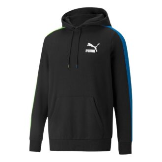 Sudadera con capucha de algodón con cuello redondo «Negro, azul y verde»