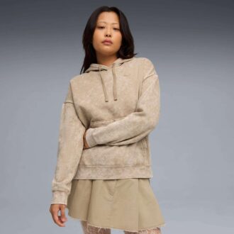 Sudadera con capucha de polar con lavado ácido Elevated Essentials para mujer