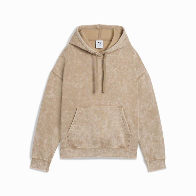 Sudadera con capucha de polar con lavado ácido Elevated Essentials para mujer