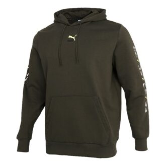 Sudadera con capucha gráfica «Verde oliva y blanco»