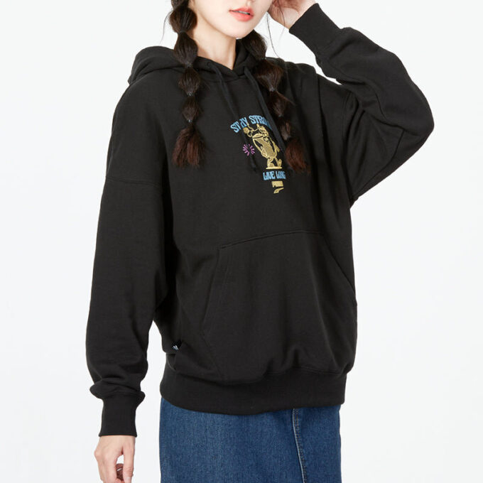 Sudadera con capucha holgada y estampado «Negro» (WMNS)