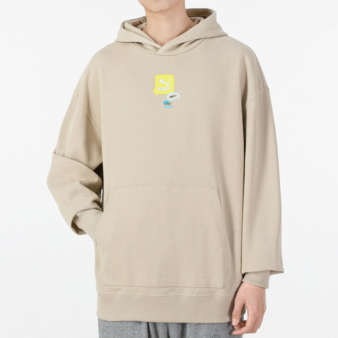 Sudadera con capucha oversize con logo gráfico «Beige»