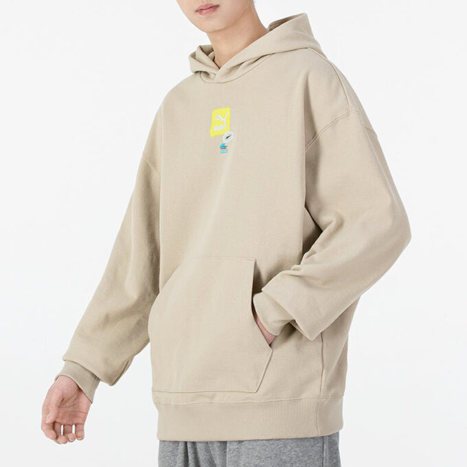 Sudadera con capucha oversize con logo gráfico «Beige»