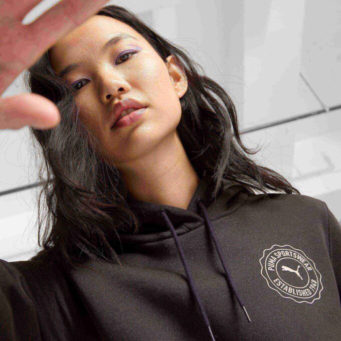 Sudadera con capucha para mujer con emblema gráfico Sudadera con capucha para mujer con emblema gráfico
