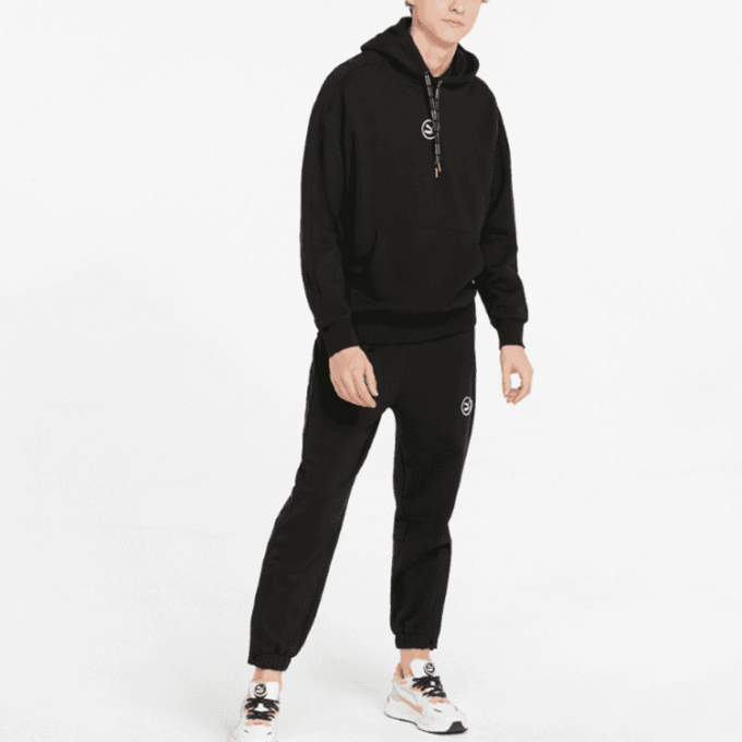 Sudadera con capucha y logotipo circular «Negra»