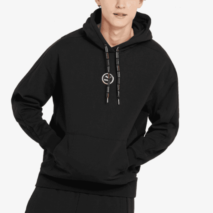 Sudadera con capucha y logotipo circular «Negra»