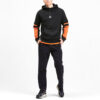 Sudadera con capucha y media cremallera con bloques de color «Negro, naranja y blanco»