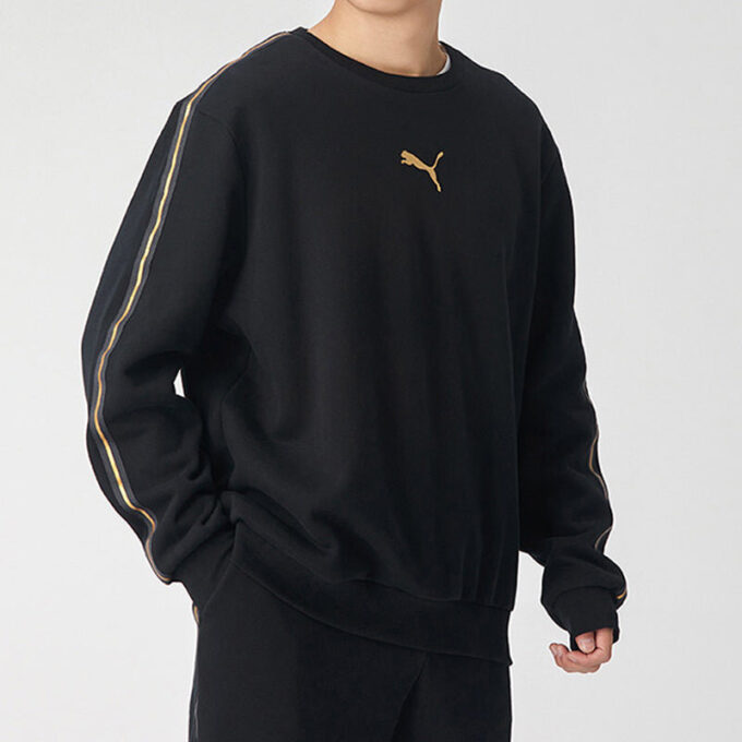 Sudadera con cuello redondo Metallic Nights «Negro Dorado»