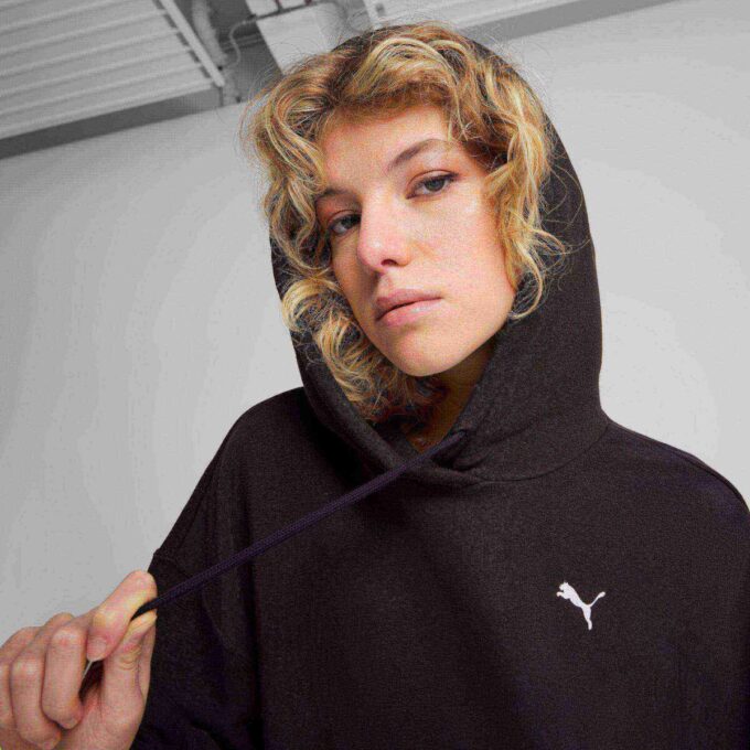 Sudadera corta holgada con capucha para mujer Sudadera corta holgada con capucha para mujer