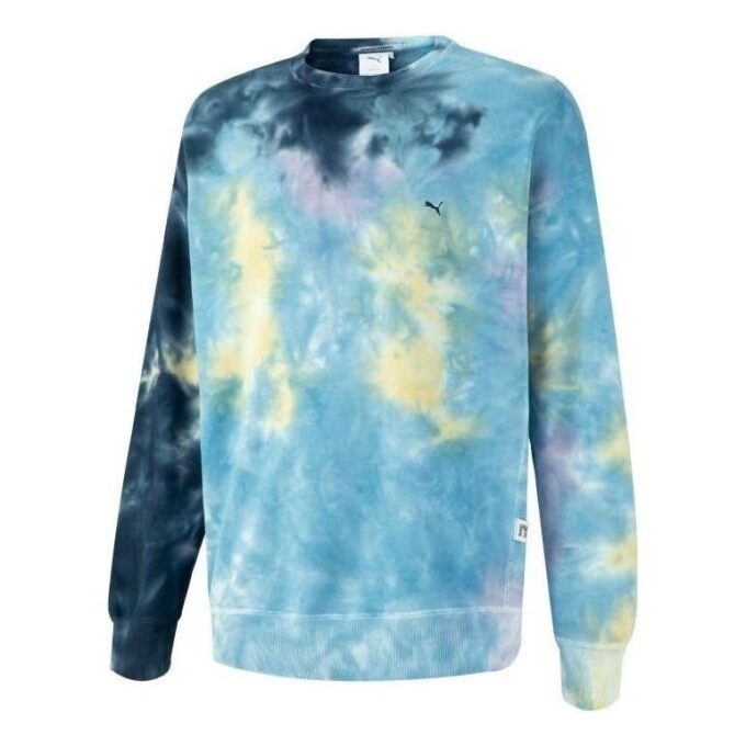Sudadera de cuello redondo con efecto tie-dye MMQ «Azul»