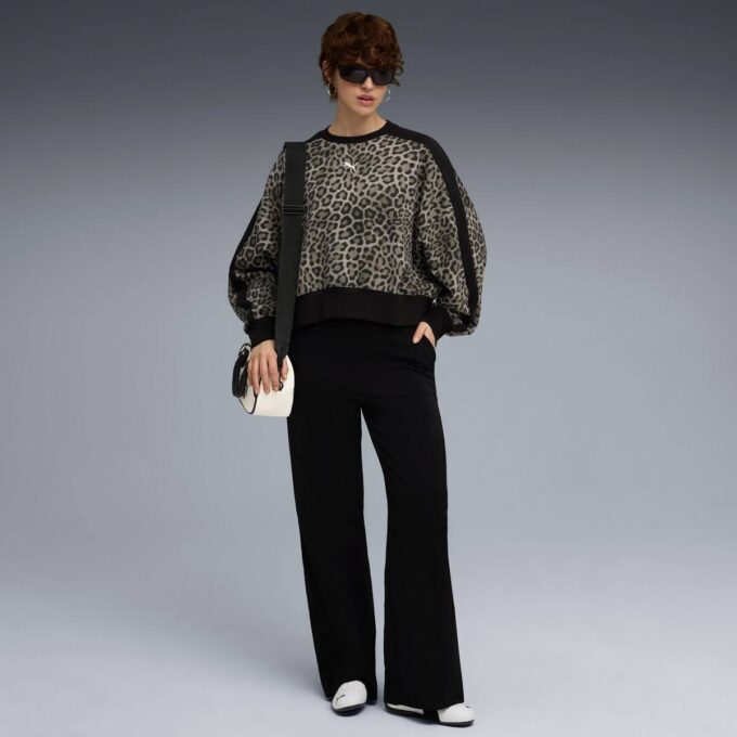 Sudadera de cuello redondo con estampado animal T7 Leopard Luxe para mujer