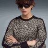 Sudadera de cuello redondo con estampado animal T7 Leopard Luxe para mujer