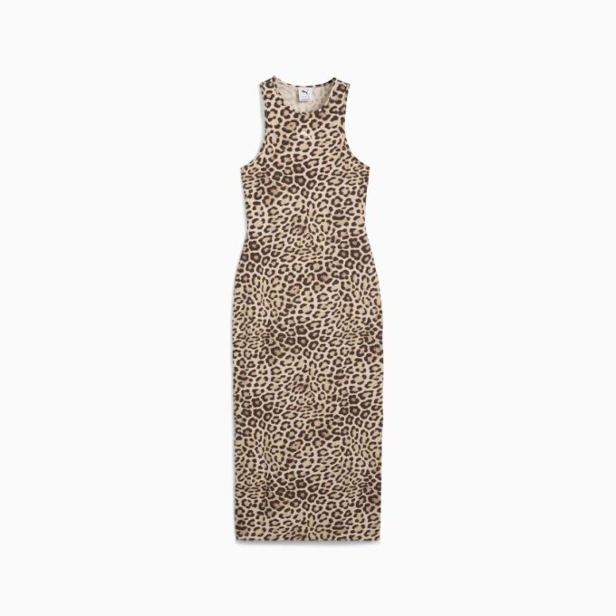 Vestido ajustado con estampado animal de leopardo de lujo para mujer