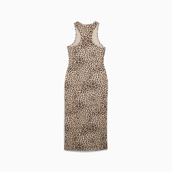 Vestido ajustado con estampado animal de leopardo de lujo para mujer