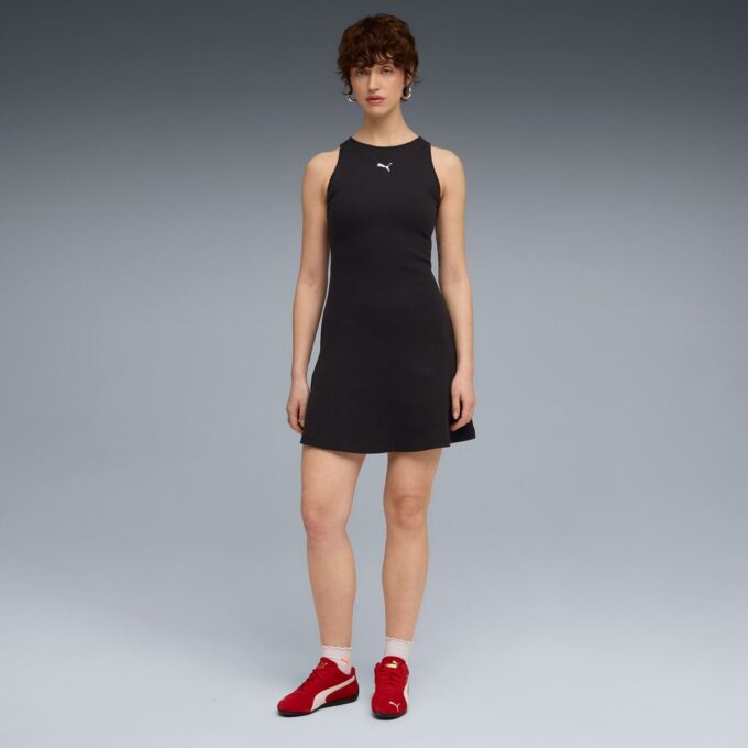 Vestido de canalé para mujer, básico de armario
