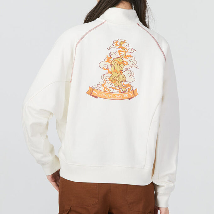 (WMNS) Camiseta de cuello redondo con media cremallera Das CC Graphic «Blanca»