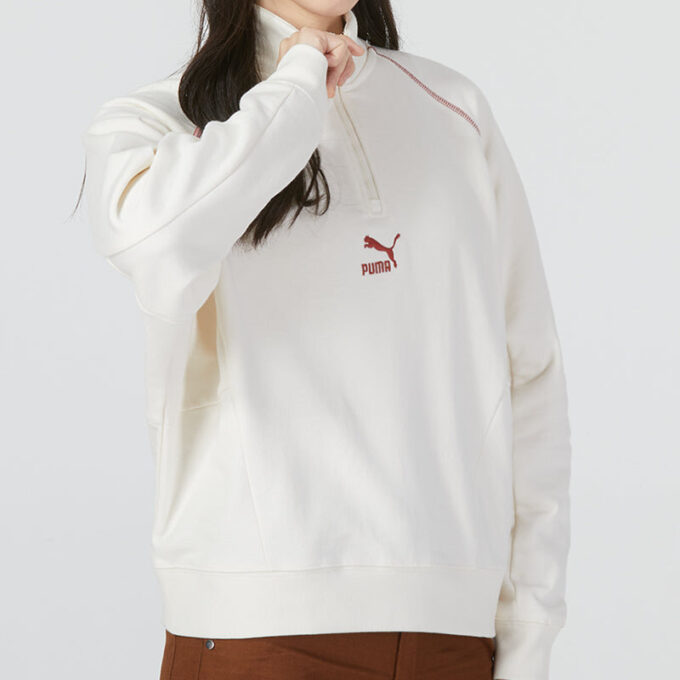 (WMNS) Camiseta de cuello redondo con media cremallera Das CC Graphic «Blanca»