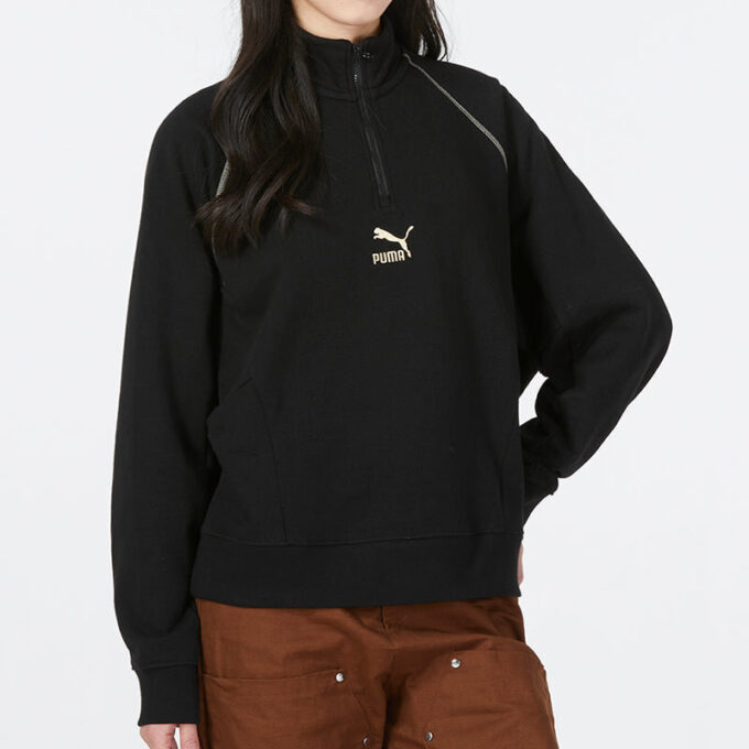 (WMNS) Camiseta de cuello redondo con media cremallera Das CC Graphic «Negro»