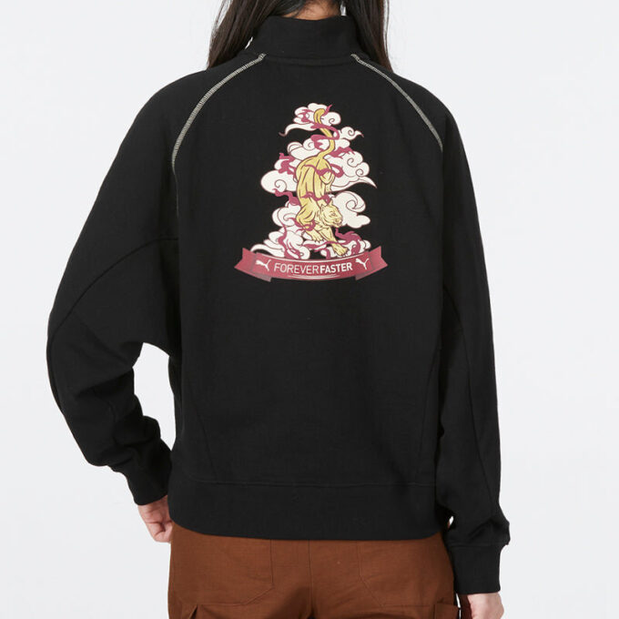 (WMNS) Camiseta de cuello redondo con media cremallera Das CC Graphic «Negro»